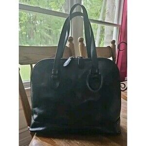 Vtg Oroton Real Black Leather Worker Tote Bag Full Zip Double Handle 12x9x5 Rare